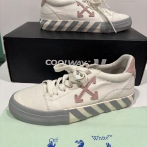 OFF-White Vulc Low Canvas 'White Light Pink Grey' Sneakers